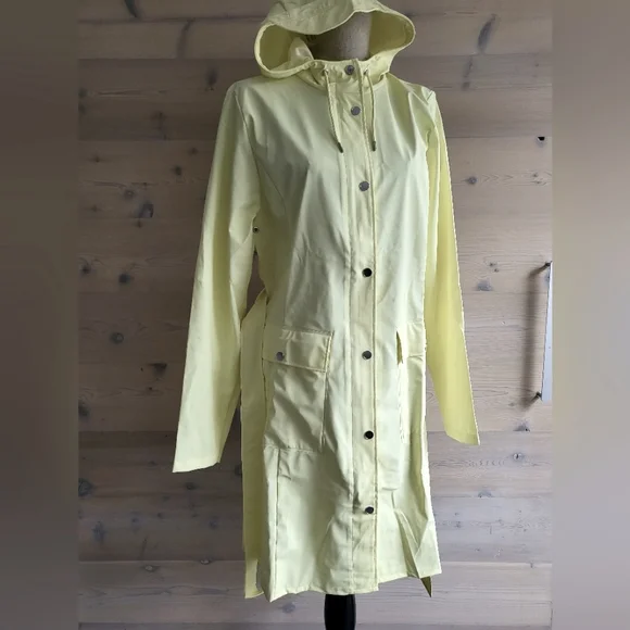 NWT Rains Curve Belted Raincoat Trench, Women's M/L Color Straw - Picture 3 of 15